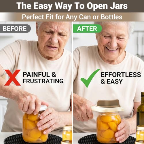 Adjustable 4-in-1 Jar Opener for Seniors with Non-Slip Grip