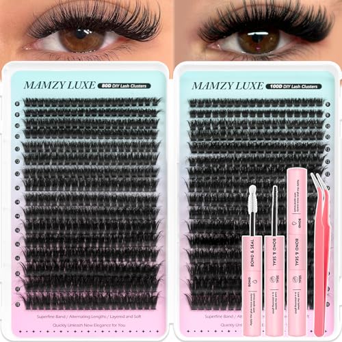 Mamzy 608Pcs Fluffy Lash Clusters Kit - 80D & 100D Wispy Lashes