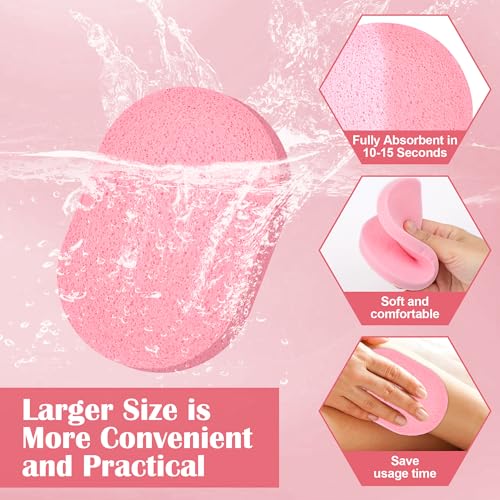 Luxiv X-Large Compressed Facial Sponges - 120 Pack Pink Oval Cleansing Pads