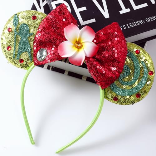 Moana01a Mouse Ear Headbands with Glitter Bow for Girls' Birthday