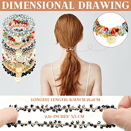 Yinder 9 Pcs Crystal Hair Ties - Boho Elastic Scrunchies for Women
