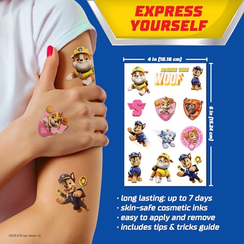 Paw Patrol Temporary Tattoos for Kids - 50 Count Party Favors Kit