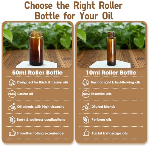 3 Pack 50ml Rose Quartz Roller Bottles with Natural Crystal Balls