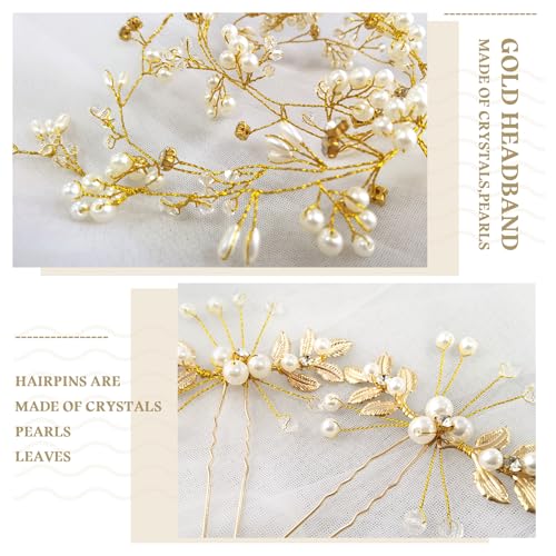 Bridal Hair Vine & Crystal Pins – 40-Inch Pearl Wedding Headpiece