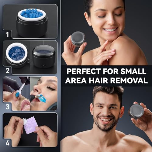 Azang Nose Wax Kit Men 100g Hard Wax Beans with USB & Temperature Control – Black, 3.53 oz