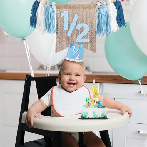 1/2 Birthday Boy Decorations Set with Crown and Garland
