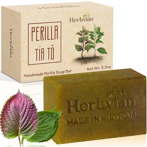 Herbvian Perilla Tía Tô Soap Bar for Face & Body - Anti-Acne & Mosquito Repellent
