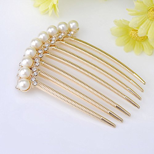IPINK Bridal Rhinestone Pearl Hair Comb - Wedding Hair Accessory