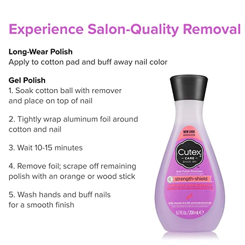 Cutex Strength Shield Nail Polish Remover - 6.76 Fl Oz (Pack of 2)
