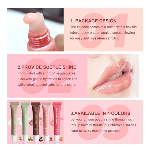 HULYHDP Summer Tinted Lip Balm & Gloss Set with Vanilla & Mint - Hydrating & Nourishing for Women