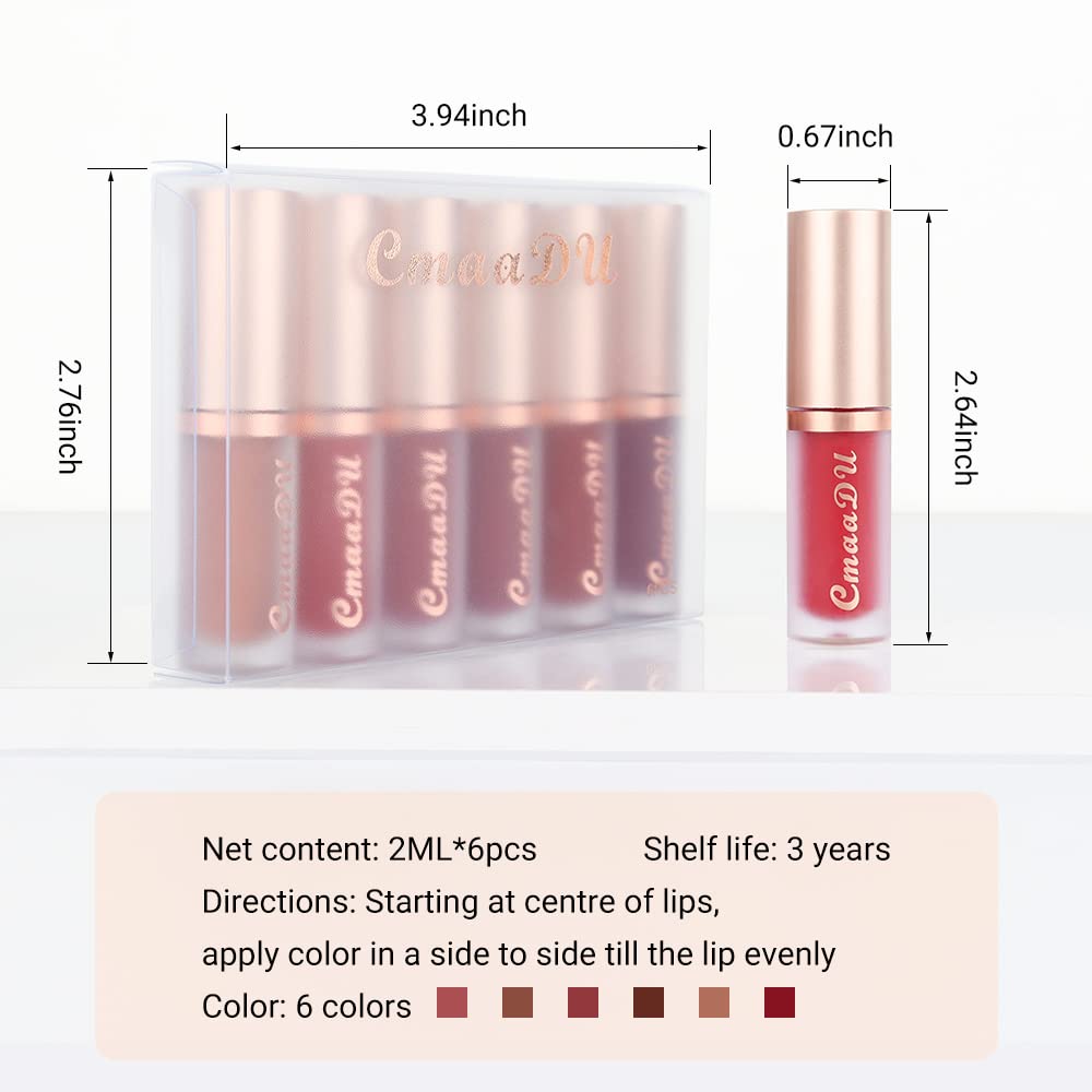 Matte Liquid Lipstick Set - 6 Pcs Dark Light Nude Brown Shades | Long-Lasting Velvet Finish for Black Women