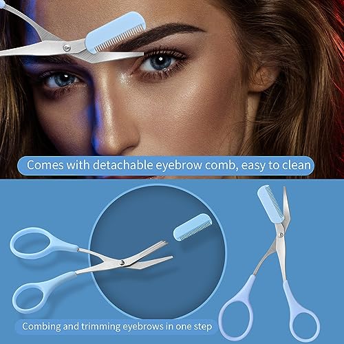 JIAKAI 3-Pack Eyebrow Scissors and Razor Set for Men Women - Green, Blue, White