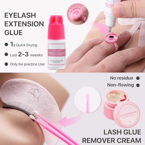 Eyelash Extension Training Kit for Beginners with Mannequin Head