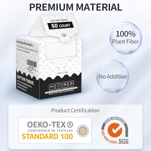 Disposable Ultra Soft Facial Towels - 50 Count, 7.8"x7.8"