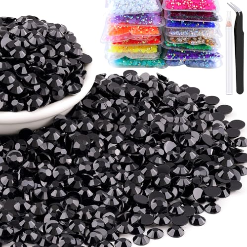 8000pcs 3mm Black Flatback Resin Rhinestones for Crafts