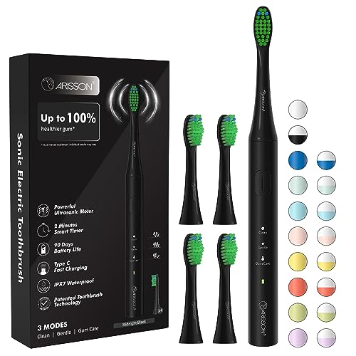 ARISSON Sonic Electric Toothbrush, 3 Modes, 90-Day Battery & Travel Case