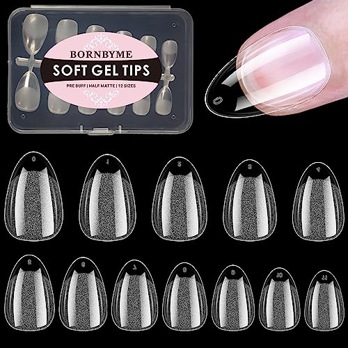 BORNBYME Extra Short Almond Soft Gel Nail Tips 120PCS Full Cover False Nails