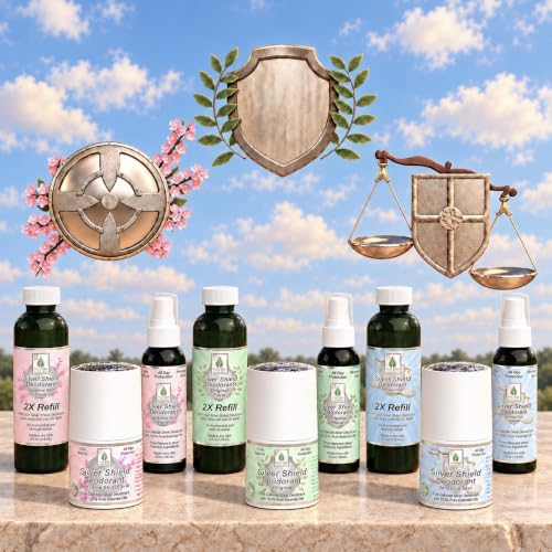 Silver Shield All-Natural Deodorant Roll-on 2 oz - Refillable, Aluminum-Free, Colloidal Silver & Essential Oils, Pack of 1