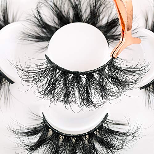 HICOCU 25mm Fluffy Mink False Eyelashes Style H361 - Dramatic Volume, Cruelty-Free Siberian Mink, Reusable Lash Extension