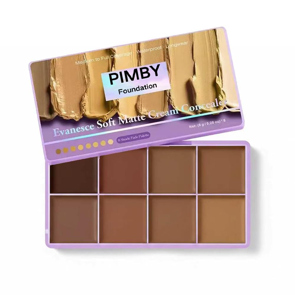 PIMBY Full Coverage Concealer Makeup for Dark Circles & Acne, Lightweight Under Eye & Face Concealer, Long Lasting Blendable Formula with Natural Flawless Finish for Women (Dark)