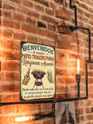 Funny Spanish Patio Sign - 8x12 Inch Metal Wall Decor