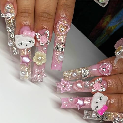 Namifin Silver 48PCS Y2K Nail Charms & Gems for Nail Art, 3D Star Butterfly Planet Cross Designs