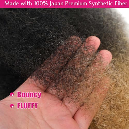 Hbegant 24 Inch Afro Spring Twist Hair - Pre-Fluffed Extensions, 1B/27#