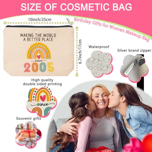 21st Birthday Makeup Bag - 2005 Edition Gift for Her, 9.1x7.1 Travel Pouch