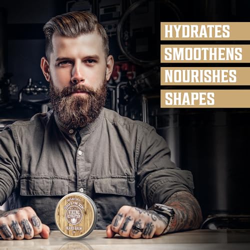 Viking Revolution Cedar and Pine Beard Balm and Beard Oil Grooming Bundle
