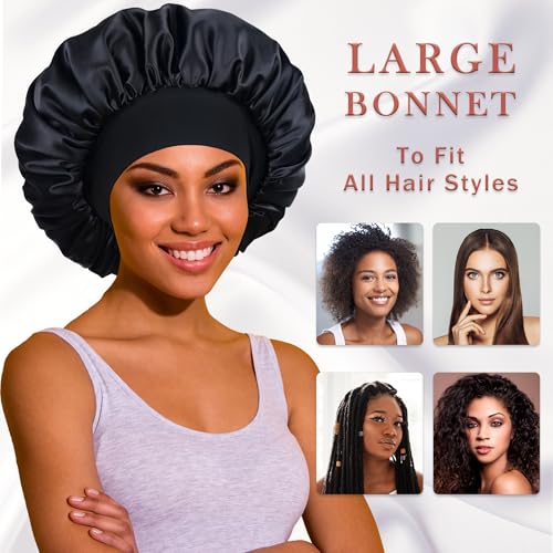 ROYBENS Large Satin Sleep Bonnet Set E for Curly & Natural Hair