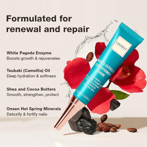 Onsen Nail & Cuticle Cream Treatment w/Japanese Tsubaki, Jojoba & Lavender Oil, Shea Butter ? Strengthens Nails, Softens Cuticles - Daily Repair Care (1 Count/15 ml)