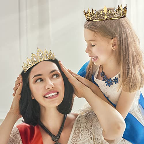 AOPRIE Gold King & Queen Artemis Tiara & Crown for Women & Men