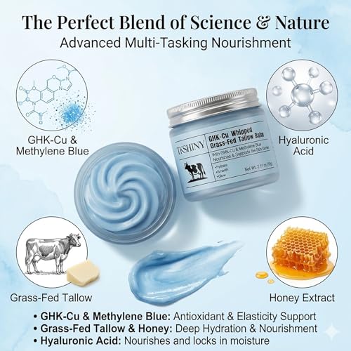 GHK-Cu & Methylene Blue Nourishing Tallow Balm for Skin Rejuvenation 2.11Oz