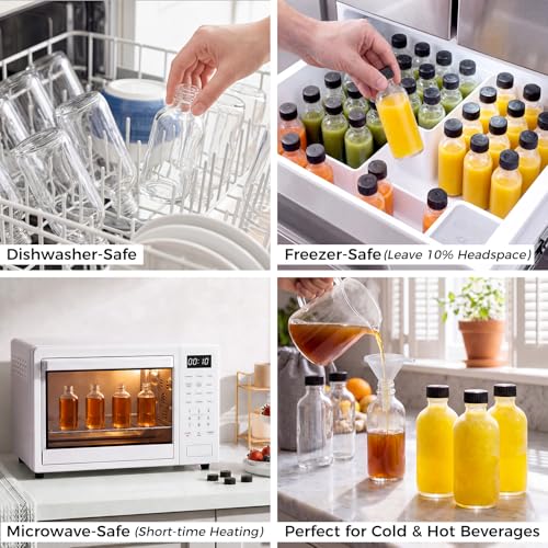 16 Pack 2 oz Clear Glass Bottles with Funnel & Labels