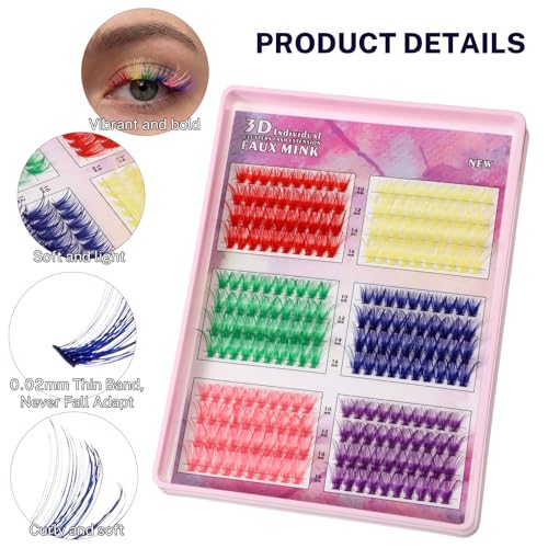 240 Pcs Colored Lash Clusters - 3D Faux Mink Eyelashes