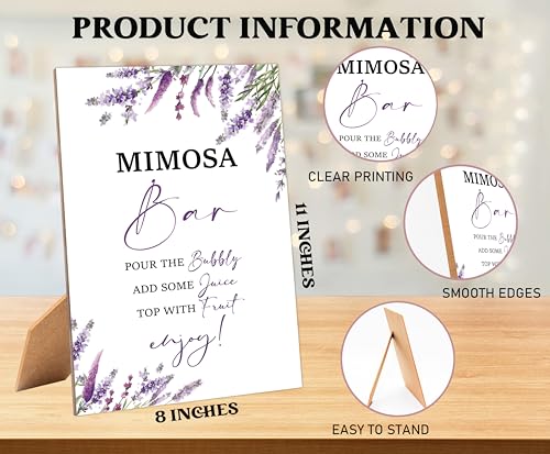 Lavender Purple Mimosa Bar Sign - Wooden Bridal Shower Table Decor