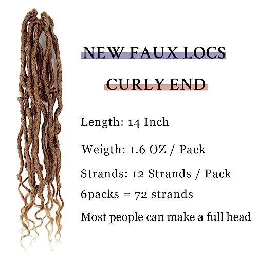 BOHOBABE 14 Inch Short Faux Locs Crochet with Curly Ends - 27# (Honey Blonde)