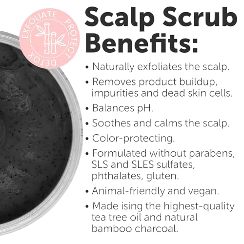 Rida Charcoal Scalp Scrub - Black, 16 Fl Oz | Detox & Dandruff Relief