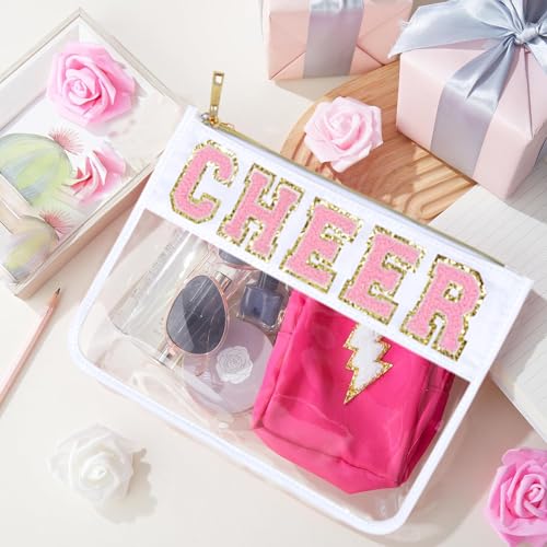 Chenille Letter Cheerleading Makeup Bag - Clear Pouch for Girls