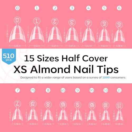 Modelones Short Almond Nail Tips - 510pcs Clear Acrylic Press On
