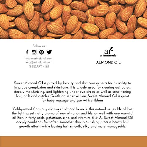 Sweet Almond Oil 16oz - Natural Moisturizer & Carrier Oil for Skin & Hair