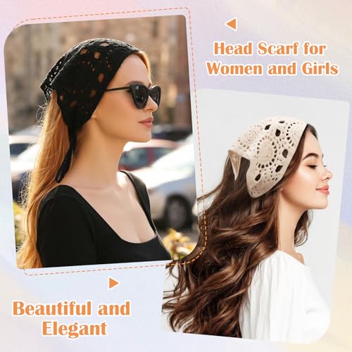 JATEBI 6-Pack Crochet Hair Bandanas for Women – Green, Versatile Head Scarf & Headband