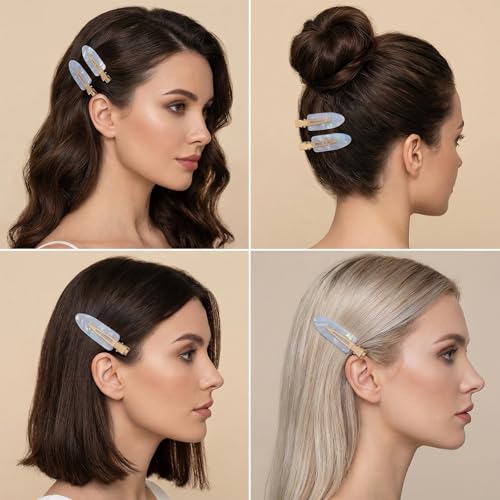 8 Pack Blue Creaseless Hair Clips - No Bend Duckbill Hairpins