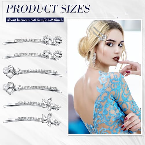 White Vintage Crystal Rhinestone Hair Pins 12 Pcs Bridal Hair Accessories for Wedding & Bride