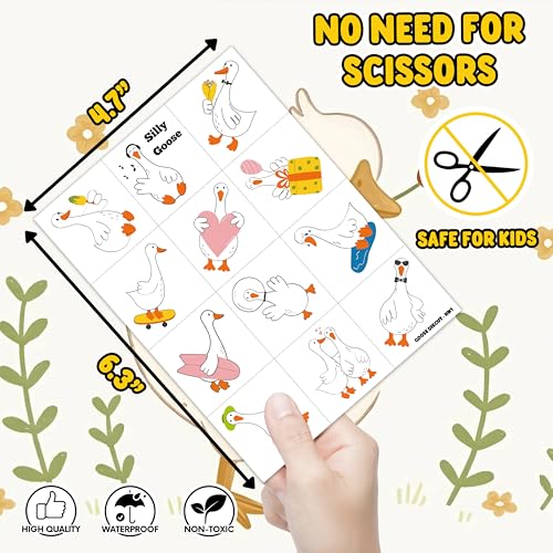 96PCS Kids Temporary Tattoos Silly Goose Design Pre-Cut Waterproof Safe for Kids Boys Girls