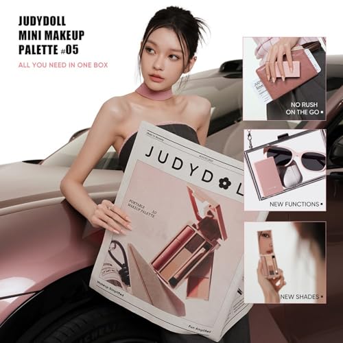 JUDYDOLL Portable Makeup Palette - All-in-One Face Makeup Kit, Contour & Highlighter for Warm & Cool Skin Tones, Travel-Friendly Cosmetic Palette (05 Sleepless Box (with Liquid Lipstick))