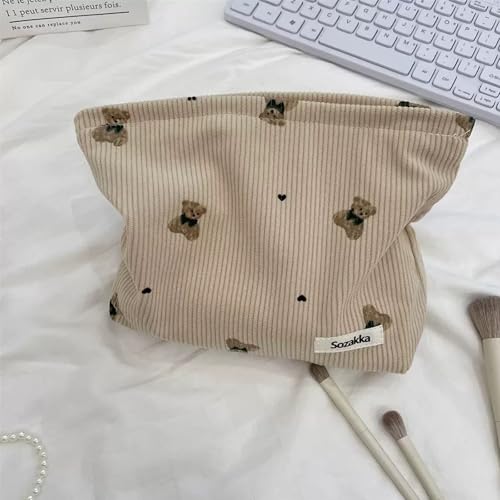 2 Pack Travel Makeup Bags - Canvas Cosmetic Organizer with Zipper for Women