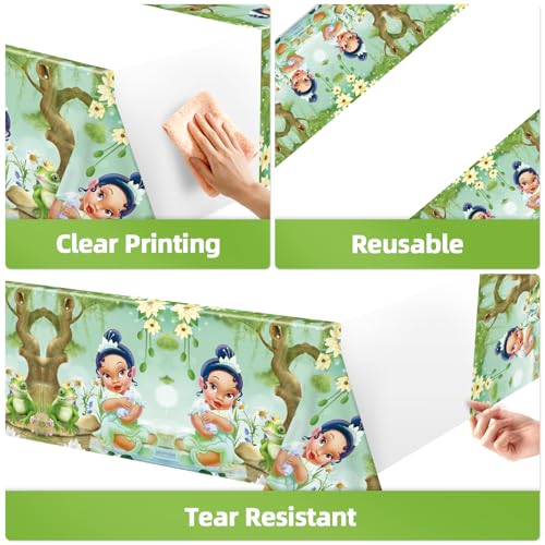 Princess Tiana Tablecloth Set - 2pcs Cartoon Birthday Decor (70"x42")