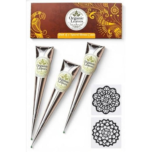 Henna Cones 3 ¡¿ 30 g Pack | Made from 100% Natural Henna Leaves | Ready-to-Use, Pre-Filled Cones | 5-Stage Filtered for Rich, Long-Lasting Color | Chemical-Free & Premium Quality