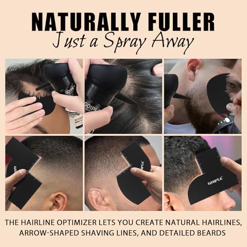 Hair Thickening Fibers&Pump Applicator Set Professional Hair Styling Set- Hair Fibers Barber Enhancement Spray for Mens Hair&Beard- Hairline Enhancer & Volumizing Spray Barber Enhancement Card(Black)